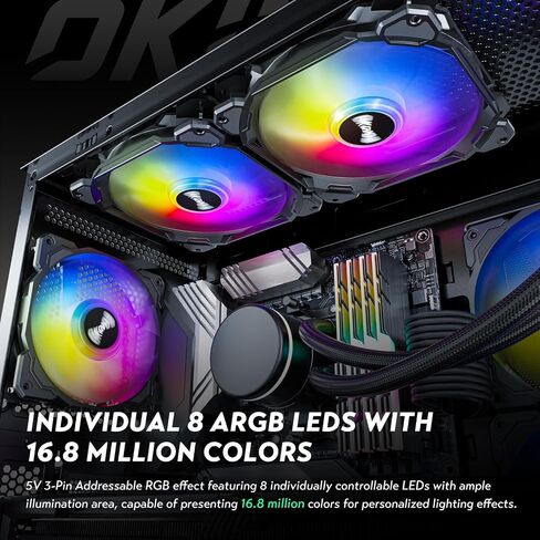 RGB Fans 5 Pack, 4-Pin PWM PC Fans, 5V 3-Pin Addressable RGB Fans, 120mm Fan, Air Series (Included ARGB Controller Hub & Remote Controller) in Saudi Arabia
