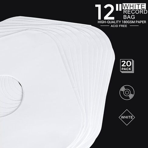 Facmogu 20 قطعة من الأكمام الخارجية لتسجيل الورق الأبيض مقاس 12 بوصة، أغطية حماية لسجل الفينيل من ورق الكرافت 180 جرامًا للمتر المربع مع زاوية مستديرة لتخزين سجلات LP 33 دورة في الدقيقة، وأكمام تسجيل ورقية خالية من الأحماض وسترات تسجيل LP in Kuwait