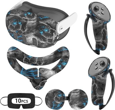 Relohas Deluxe 5 in 1 Silicone Accessories for Meta Quest 3, VR Protective Case Set for Oculus Quest 3, Controller Grip Cover, VR Shell Cover, Face Cover, Gifts for Christmas & Halloween (Grey PT) in Saudi Arabia