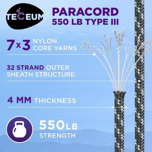 TECEUM Heavy Duty Rope 1000 – 1000ft / 200ft / 100ft / 50ft – 40+ Colors – Utility Rope for Survival & Camping Gear – Nylon String, Camping Rope, para Cord, Utility Nylon Rope, Tent Cord in Kuwait