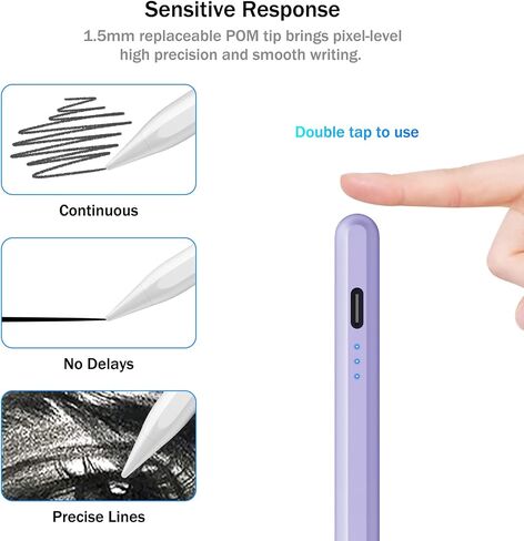 قلم Cisteen Stylus لجهاز iPad مع شحن أسرع، ومستشعر إمالة متوافق مع Apple (2018-2024) iPad Pro 11/13 M4، iPad Air 11/13 M2، iPad Pro 11/12.9، iPad 10/9/8/7/6th ، آيباد إير 5/4/3، آيباد ميني 7/6/5 in Kuwait