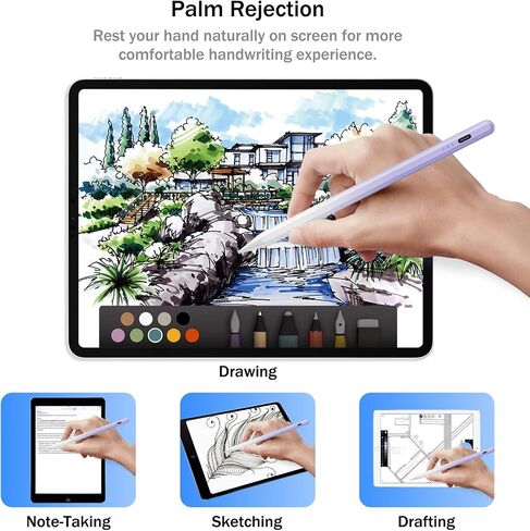 قلم Cisteen Stylus لجهاز iPad مع شحن أسرع، ومستشعر إمالة متوافق مع Apple (2018-2024) iPad Pro 11/13 M4، iPad Air 11/13 M2، iPad Pro 11/12.9، iPad 10/9/8/7/6th ، آيباد إير 5/4/3، آيباد ميني 7/6/5 in Kuwait