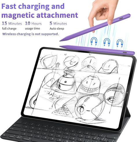 Stylus Pen for Apple iPad 2024-2018, Faster Charge Apple Pencil for iPad, with Tilt Sensitivity & Palm Rejection & Magnetic, Compatible iPad 10/9/8/7/6, Pad Air 3/4/5, Pro 12.9"/11", Mini 6/5, M2, M4 in Kuwait