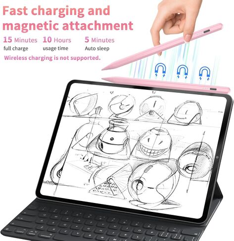 Stylus Pen for Apple iPad 2024-2018, Faster Charge Apple Pencil for iPad, with Tilt Sensitivity & Palm Rejection & Magnetic, Compatible iPad 10/9/8/7/6, Pad Air 3/4/5, Pro 12.9"/11", Mini 6/5, M2, M4 in Kuwait