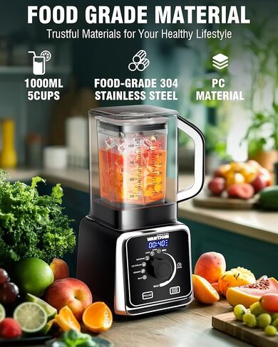 WantJoin خلاط احترافي هادئ على سطح الطاولة - خلاط صامت للمطبخ مع درع صوتي ذاتي، تنظيف متعدد الوظائف لعصير الحليب المخفوق وعصير المنزل التجاري سعة 34 أونصة/1 لتر in Kuwait