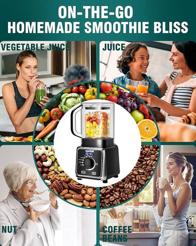 WantJoin خلاط احترافي هادئ على سطح الطاولة - خلاط صامت للمطبخ مع درع صوتي ذاتي، تنظيف متعدد الوظائف لعصير الحليب المخفوق وعصير المنزل التجاري سعة 34 أونصة/1 لتر in Kuwait