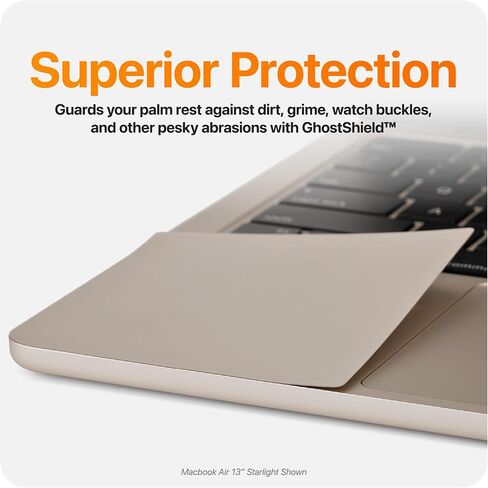 مجموعة أغطية حماية جلدية فاخرة لمسند راحة اليد GhostShield من UPPERCASE، حماية من الخدوش والتآكل، متوافقة مع MacBook Air 15 بوصة 2023 2024 مع M2/M3، A2941 A3114 (Starlight) in Saudi Arabia