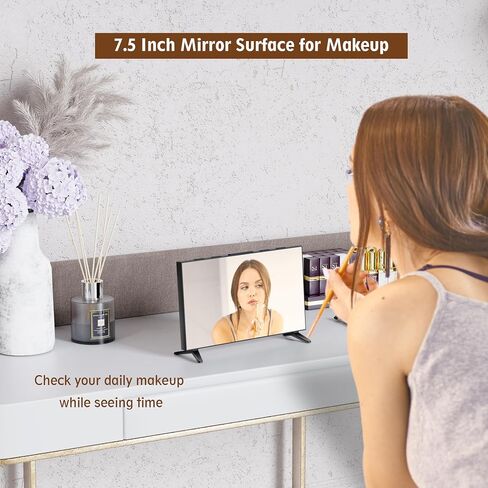 Mirror Digital Loud Alarm Clock with with Date,Indoor Temperature,USB Charging Port,Dimmer,Adjustable Volum,12/24H,Snooze,Dual Alarms (Weekday/Weekend),Perfect for Bedroom and Living Room in Saudi Arabia