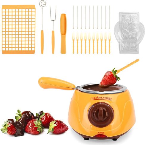 8.45oz Melting Fondue Set,MINI Electric Chocolate Melting Pot,Chocolate Fondue Fountain,Warmer Machine for Milk Chocolate,Cheese,Butter,Candy (Yellow) in Saudi Arabia