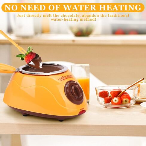 8.45oz Melting Fondue Set,MINI Electric Chocolate Melting Pot,Chocolate Fondue Fountain,Warmer Machine for Milk Chocolate,Cheese,Butter,Candy (Yellow) in Saudi Arabia