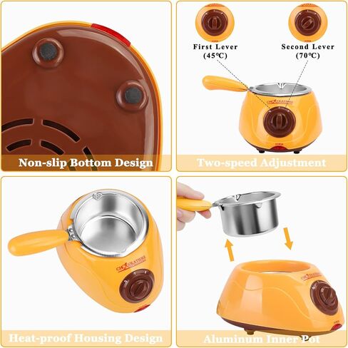 8.45oz Melting Fondue Set,MINI Electric Chocolate Melting Pot,Chocolate Fondue Fountain,Warmer Machine for Milk Chocolate,Cheese,Butter,Candy (Yellow) in Saudi Arabia