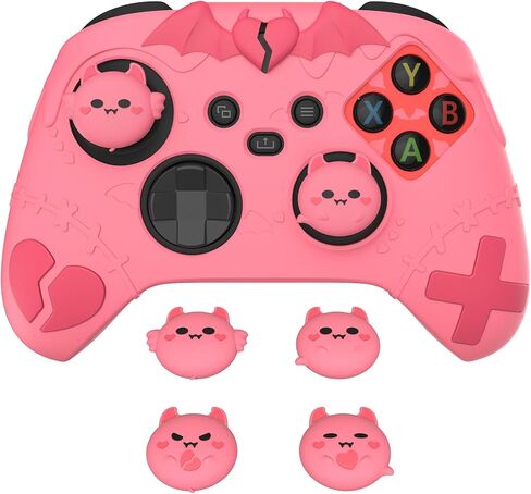 غلاف سيليكون لطيف من سلسلة PlayVital Gothic Imp لجهاز تحكم Xbox Series X & S، غطاء سيليكون مضاد للانزلاق، حافظة سيليكون واقية لجهاز تحكم Xbox Core مع مقابض الإبهام، وردي خوخي in Kuwait