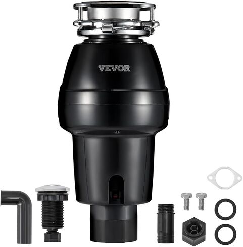 VEVOR Garbage Disposal, 3/4 HP 3260RPM Continuous Feed Food Waste Disposer, 3-Bolt Mount Food Waste Grinding System with Sound Reduction, Power Cord & Splash Guard for Kitchen Sinks in Kuwait