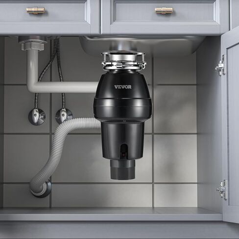 VEVOR Garbage Disposal, 3/4 HP 3260RPM Continuous Feed Food Waste Disposer, 3-Bolt Mount Food Waste Grinding System with Sound Reduction, Power Cord & Splash Guard for Kitchen Sinks in Kuwait
