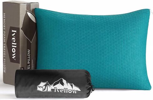 Ivellow Memory Foam Travel Pillow Compressible Camping Pillow for Sleeping Shredded Memory Foam Pillow Compact Firm Supportive Small Pillow for Adults Kids Outdoor Backpacking Hiking Essential Gear-M in Saudi Arabia