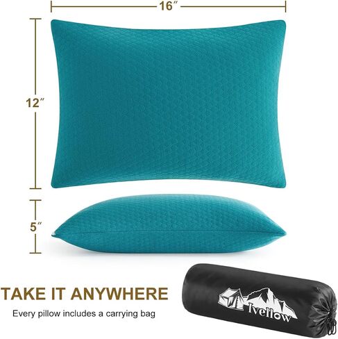 Ivellow Memory Foam Travel Pillow Compressible Camping Pillow for Sleeping Shredded Memory Foam Pillow Compact Firm Supportive Small Pillow for Adults Kids Outdoor Backpacking Hiking Essential Gear-M in Saudi Arabia