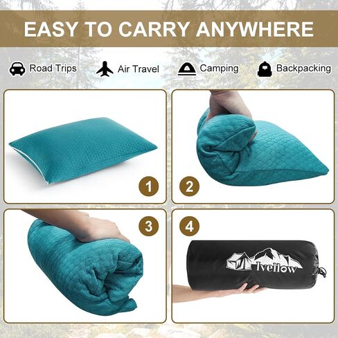 Ivellow Memory Foam Travel Pillow Compressible Camping Pillow for Sleeping Shredded Memory Foam Pillow Compact Firm Supportive Small Pillow for Adults Kids Outdoor Backpacking Hiking Essential Gear-M in Saudi Arabia