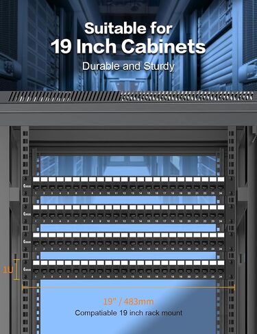 24 Port Patch Panel RJ45 Passthrough Patch Panel Cat6A Keystone Patch Panel Unshielded Network Patch Panel with Smart Cable Management for 19inch Rackmount in Saudi Arabia
