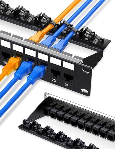 24 Port Patch Panel RJ45 Passthrough Patch Panel Cat6A Keystone Patch Panel Unshielded Network Patch Panel with Smart Cable Management for 19inch Rackmount in Saudi Arabia