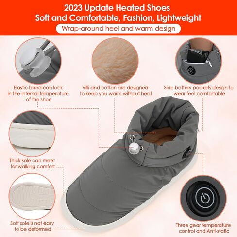 Heated Slippers Men Women Non-Slip Wireless Foot Warmers Heating Thermal Shoes with 5000mAh Rechargeable Battery Keep Feet Warm for Women Men Winter Home Office in Saudi Arabia