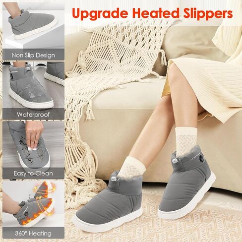 Heated Slippers Men Women Non-Slip Wireless Foot Warmers Heating Thermal Shoes with 5000mAh Rechargeable Battery Keep Feet Warm for Women Men Winter Home Office in Saudi Arabia