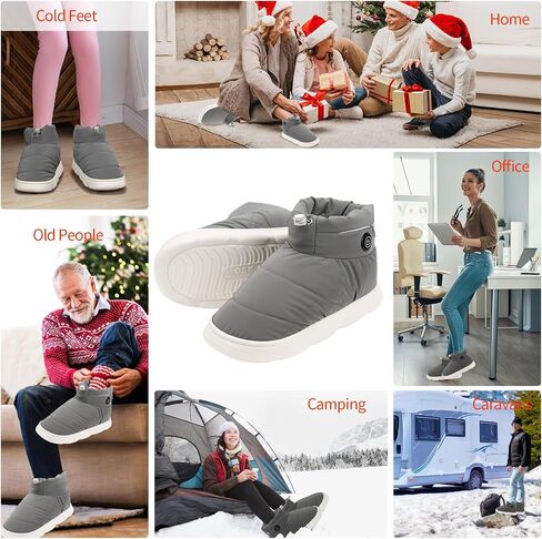 Heated Slippers Men Women Non-Slip Wireless Foot Warmers Heating Thermal Shoes with 5000mAh Rechargeable Battery Keep Feet Warm for Women Men Winter Home Office in Saudi Arabia