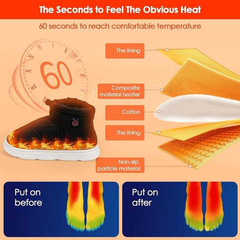 Heated Slippers Men Women Non-Slip Wireless Foot Warmers Heating Thermal Shoes with 5000mAh Rechargeable Battery Keep Feet Warm for Women Men Winter Home Office in Saudi Arabia