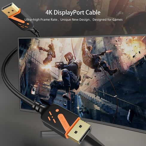 كابل DisplayPort قصير بطول 1 قدم، 2 حزمة من كابلات DP إلى DP، كابل منفذ عرض 4K ذكر إلى محول ذكر مع 2K@165 هرتز/144 هرتز يدعم 3D، HDR للألعاب، التلفزيون، الشاشة، محطة الإرساء... in Saudi Arabia