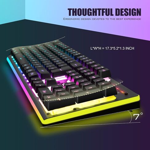 RedThunder K10 Wireless Gaming Keyboard, Rechargeable 3000mAh 2.4G LED Backlit Wireless Keyboard, Ergonomic Keyboard with Mechanical Feeling Keys for PC PS4 Xbox One Mac, Teclado Gamer, Black in Saudi Arabia