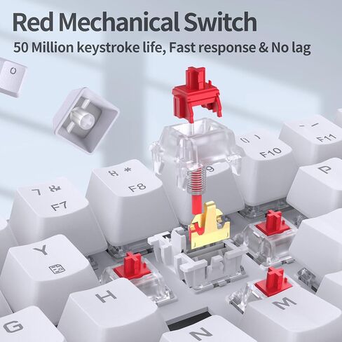 TMKB 60 Percent Keyboard,Gaming Keyboard,LED Backlit Ultra-Compact 68 Keys Gaming Mechanical Keyboard with Separate Arrow/Control Keys, T68SE, Red Switch in Saudi Arabia