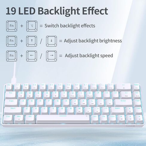 TMKB 60 Percent Keyboard,Gaming Keyboard,LED Backlit Ultra-Compact 68 Keys Gaming Mechanical Keyboard with Separate Arrow/Control Keys, T68SE, Red Switch in Saudi Arabia