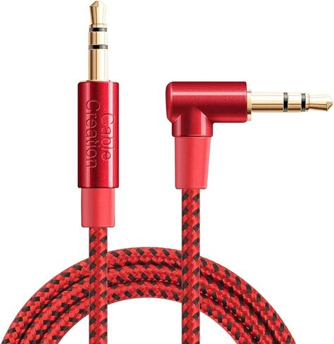 CableCreation 3.5mm Audio Cable 6FT/1.8M, Right Angle Male to Male Auxiliary Stereo HiFi Cable with Silver-Plating Copper Core for Car Stereos, iPhones, Tablets, Speaker, Laptops, 24K Gold Plated in Saudi Arabia