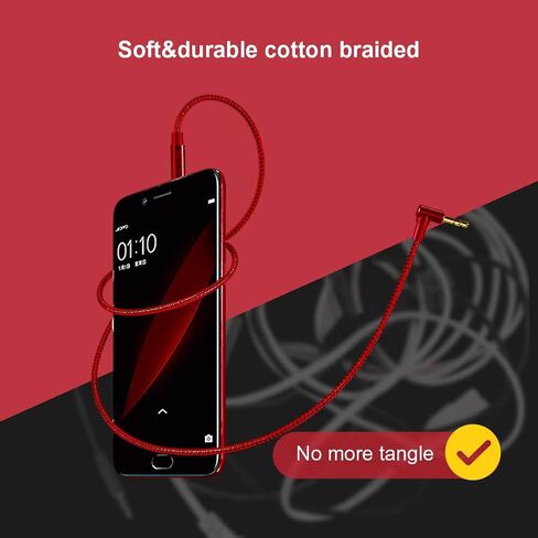 CableCreation 3.5mm Audio Cable 6FT/1.8M, Right Angle Male to Male Auxiliary Stereo HiFi Cable with Silver-Plating Copper Core for Car Stereos, iPhones, Tablets, Speaker, Laptops, 24K Gold Plated in Saudi Arabia