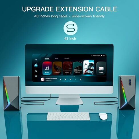 مكبرات صوت للكمبيوتر، مكبرات صوت لسطح المكتب مع 6 مصابيح RGB ملونة، مكبرات صوت للكمبيوتر الشخصي للتحكم في مستوى الصوت، مكبرات صوت للألعاب تعمل بمنفذ USB مع كابل Aux 3.5 مم لشاشة الكمبيوتر المحمول والكمبيوتر اللوحي والهاتف in Saudi Arabia