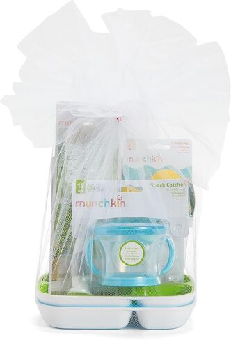 Munchkin® New Beginnings Baby Gift Set, Includes Feeding Utensils, Divided Plates, Bottle Brush, Bath Toy and Teether, Blue in Saudi Arabia