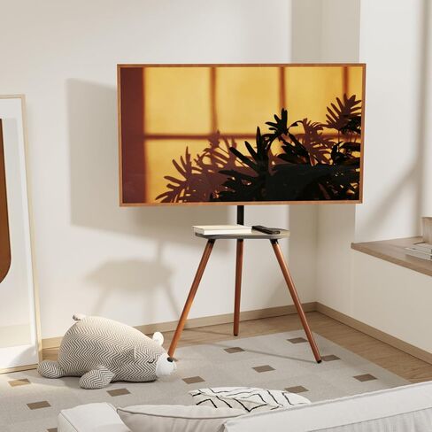 Tripod Easel TV Stand for 43 to 65 Inch LCD Led Screen, Height Adjustable and Swievel TV Stand, Portable TV Floor Stand with Wooden Tray for Bedroom, Living Room, Studio, Metal Black in Kuwait