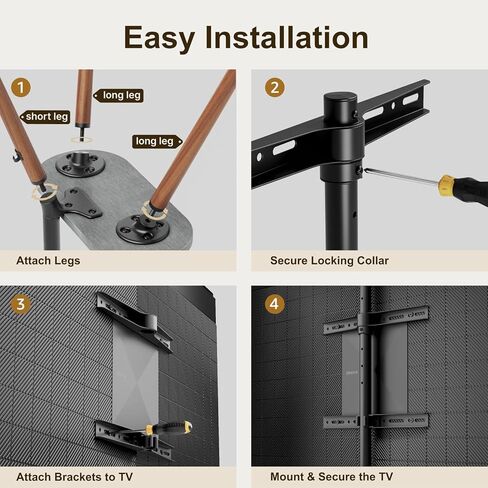 Tripod Easel TV Stand for 43 to 65 Inch LCD Led Screen, Height Adjustable and Swievel TV Stand, Portable TV Floor Stand with Wooden Tray for Bedroom, Living Room, Studio, Metal Black in Kuwait
