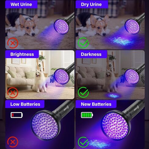 ESCO LITE Escolite UV Flashlight Black Light، 51 LED 395 نانومتر كاشف الضوء الأسود بالأشعة فوق البنفسجية لبول الكلاب وبقع الحيوانات الأليفة وحشرات السرير in Kuwait