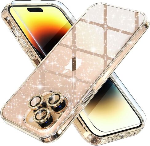 Choiche متوافق مع حافظة iPhone 16 Pro Max، حافظة نسائية لطيفة لامعة لامعة، [3 × واقيات عدسة الكاميرا الماسية] [2 × واقيات شاشة من الزجاج المقوى] 6.9 بوصة (شفاف لامع) in Saudi Arabia