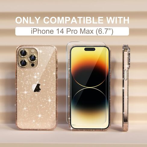 Choiche متوافق مع حافظة iPhone 16 Pro Max، حافظة نسائية لطيفة لامعة لامعة، [3 × واقيات عدسة الكاميرا الماسية] [2 × واقيات شاشة من الزجاج المقوى] 6.9 بوصة (شفاف لامع) in Saudi Arabia