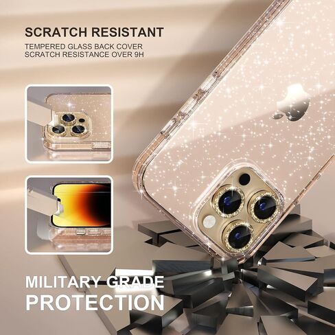 Choiche متوافق مع حافظة iPhone 16 Pro Max، حافظة نسائية لطيفة لامعة لامعة، [3 × واقيات عدسة الكاميرا الماسية] [2 × واقيات شاشة من الزجاج المقوى] 6.9 بوصة (شفاف لامع) in Saudi Arabia