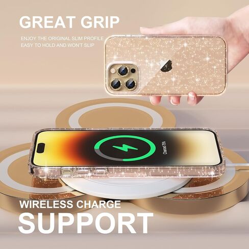 Choiche متوافق مع حافظة iPhone 16 Pro Max، حافظة نسائية لطيفة لامعة لامعة، [3 × واقيات عدسة الكاميرا الماسية] [2 × واقيات شاشة من الزجاج المقوى] 6.9 بوصة (شفاف لامع) in Saudi Arabia