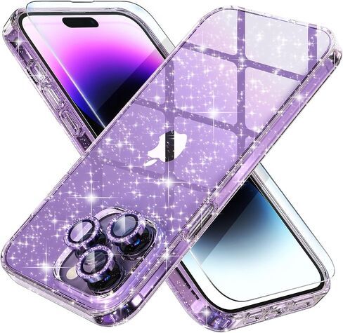 Choiche for iPhone 16 Plus Case Clear Women Girly (Glitter Clear) | Cute Glitter Bling Sparkly Phone Case, [2 x Diamond Camera Lens Protectors] [2 x Tempered Glass Screen Protectors] 6.7-inch in Saudi Arabia