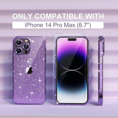 Choiche for iPhone 16 Plus Case Clear Women Girly (Glitter Clear) | Cute Glitter Bling Sparkly Phone Case, [2 x Diamond Camera Lens Protectors] [2 x Tempered Glass Screen Protectors] 6.7-inch in Saudi Arabia