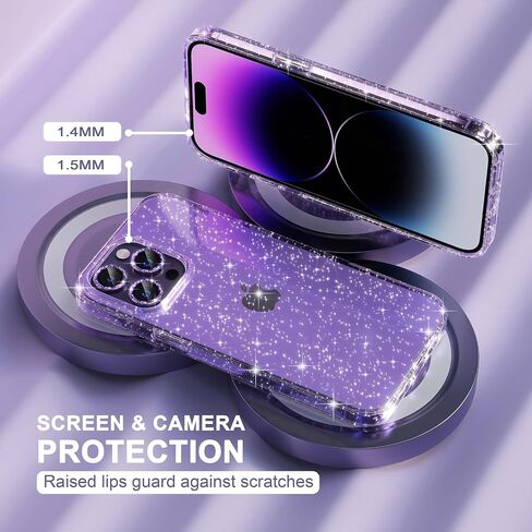 Choiche for iPhone 16 Plus Case Clear Women Girly (Glitter Clear) | Cute Glitter Bling Sparkly Phone Case, [2 x Diamond Camera Lens Protectors] [2 x Tempered Glass Screen Protectors] 6.7-inch in Saudi Arabia