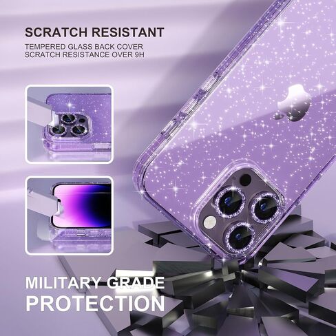 Choiche for iPhone 16 Plus Case Clear Women Girly (Glitter Clear) | Cute Glitter Bling Sparkly Phone Case, [2 x Diamond Camera Lens Protectors] [2 x Tempered Glass Screen Protectors] 6.7-inch in Saudi Arabia
