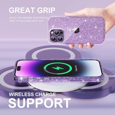Choiche for iPhone 16 Plus Case Clear Women Girly (Glitter Clear) | Cute Glitter Bling Sparkly Phone Case, [2 x Diamond Camera Lens Protectors] [2 x Tempered Glass Screen Protectors] 6.7-inch in Saudi Arabia