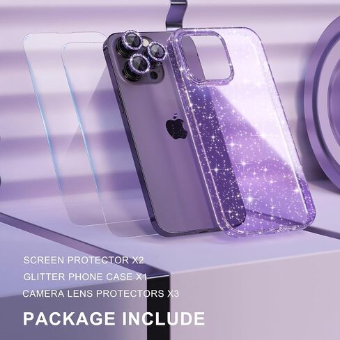 Choiche for iPhone 16 Plus Case Clear Women Girly (Glitter Clear) | Cute Glitter Bling Sparkly Phone Case, [2 x Diamond Camera Lens Protectors] [2 x Tempered Glass Screen Protectors] 6.7-inch in Saudi Arabia