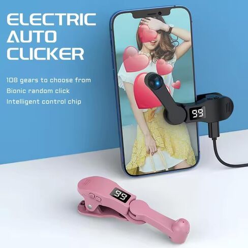TansyPanda smart automatic screen clicker for phone- Adjustable Speed, USB Type-C Powered, Easy-to-Use auto phone screen tappers for tiktok, Live Streaming, Gaming, and Reward Tasks - Pink in Saudi Arabia