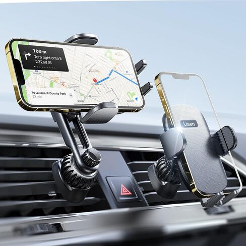 LISEN Cell Phone Car Mount for iPhone [Enjoy Never Blocking], Universal Car Phone Holder Vent Phone Mount for Car [2 Hook Kit] Hands Free Phone Car Mount Fits iPhone 16 15 Pro Max Plus Samsung in Saudi Arabia